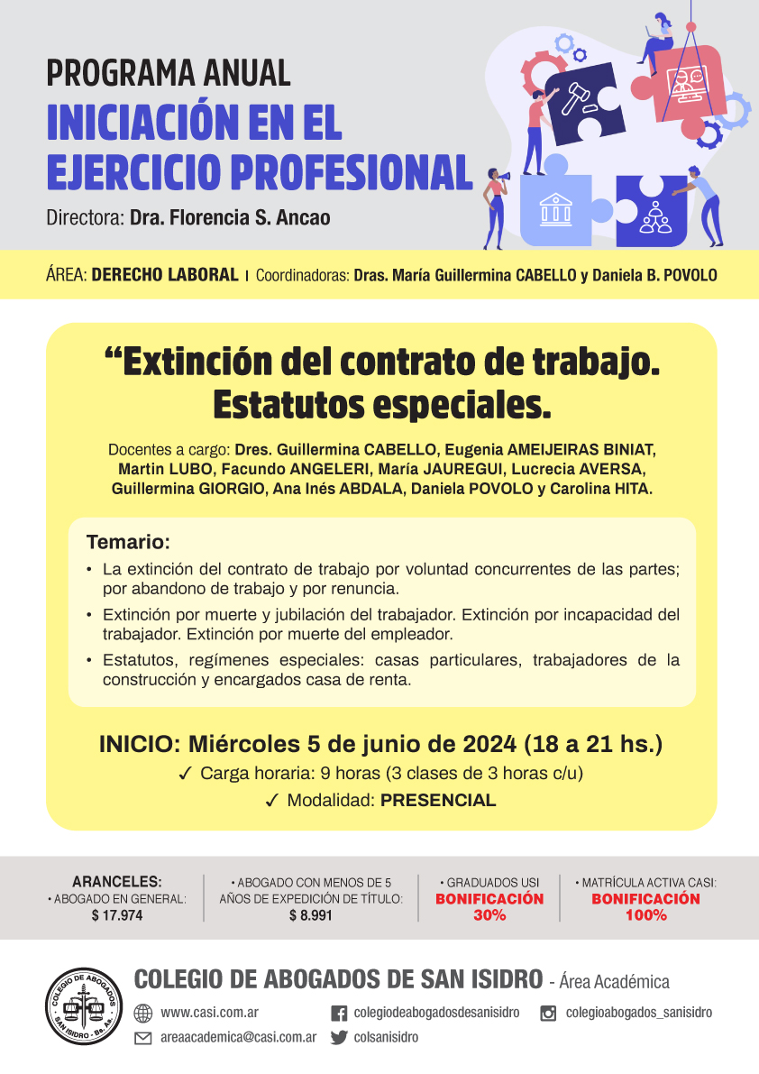 Otros modos de extinción del contrato de trabajo. Estatutos especiales