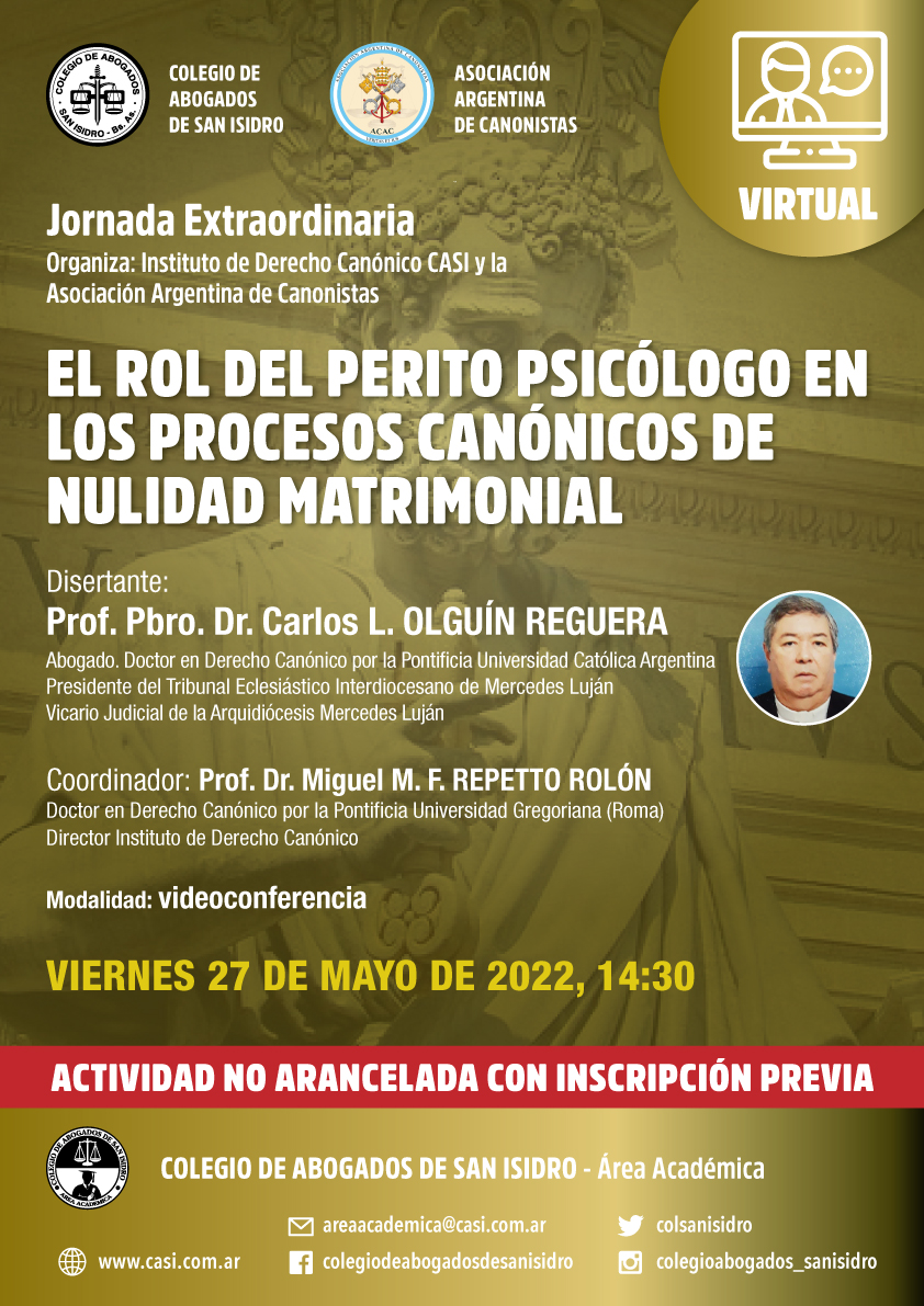 El rol del perito psicológico en los procesos canónicos de nulidad matrimonial