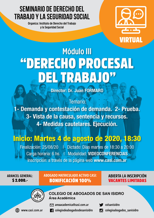 DERECHO PROCESAL  DEL TRABAJO - Curso virtual