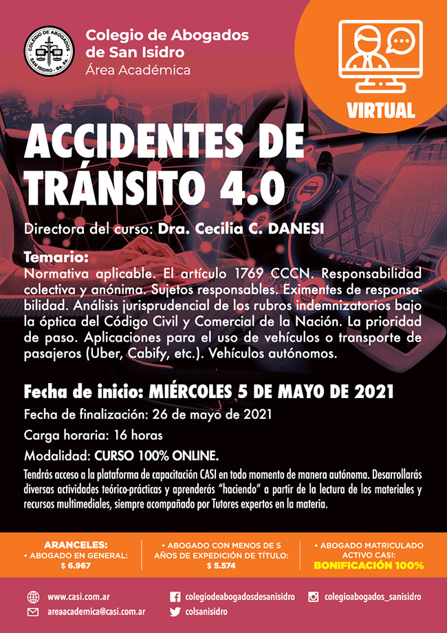 Accidentes de tránsito 4.0. Curso virtual