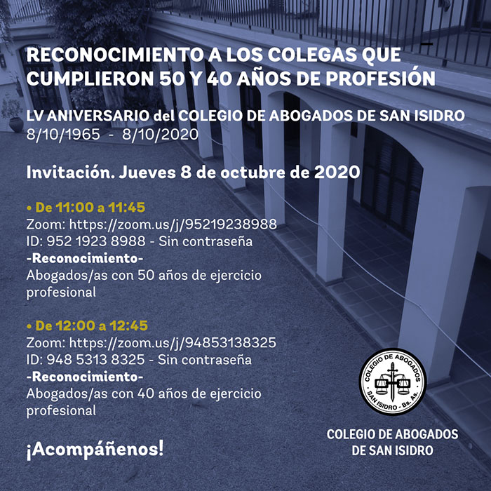  Reconocimiento a los colegas que cumplieron 50 y 40 años de profesión. LVº Aniversario del Colegio