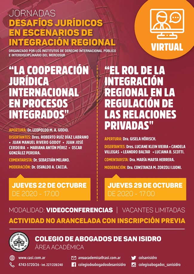 Desafíos jurídicos en escenarios de integración regional. Jornadas