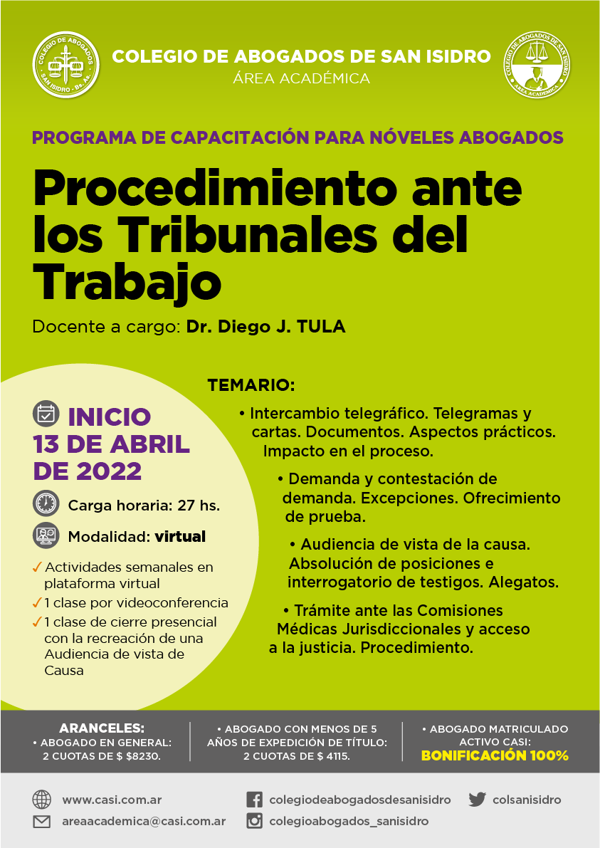 Procedimiento ante los tribunales del trabajo