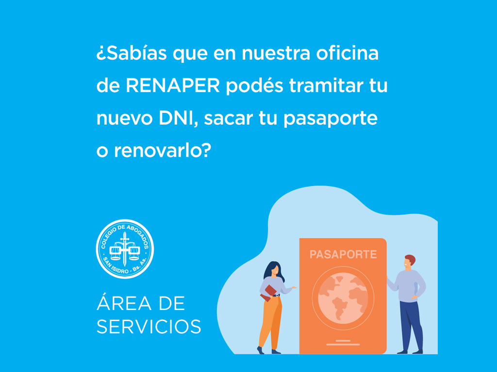 ¿Sabías que en nuestra oficina de RENAPER podés tramitar tu nuevo DNI, sacar tu pasaporte o renovarlo?