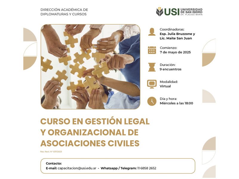 USI| Curso en Gestión Legal y Organizacional de Asociaciones Civiles