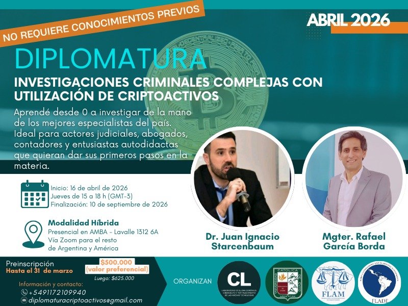 Diplomatura en Investigaciones Criminales Complejas con la Utilización de Criptoactivos