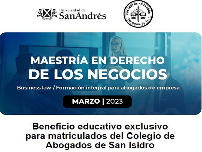 30% off Maestría en Derecho de los Negocios de la Universidad de San Andrés 
