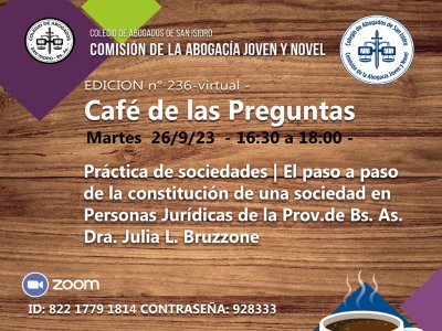 Café de las Preguntas CCXXXVI: martes 26/9/23  |  16:30 -virtual-