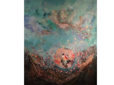 Primer  Premio  Pintura: “Lecho de rosas” de Victoria Lapiedra    