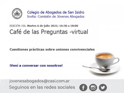 Café de las Preguntas -virtual- CLVI: 6 de julio de 2021, 16:30