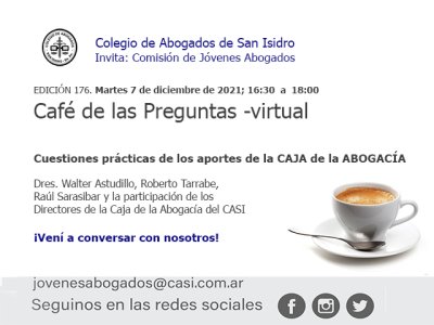 Café de las Preguntas -virtual- CLXXVI: 7 de diciembre de 2021, 16:30