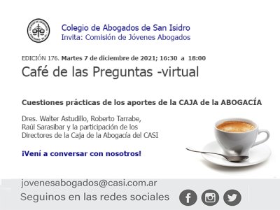Café de las Preguntas -virtual- CLXXVI: 7 de diciembre de 2021, 16:30