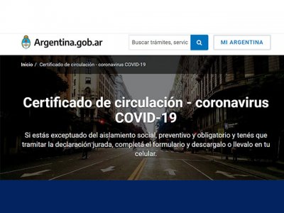 Certificado de circulación - coronavirus COVID-19. 