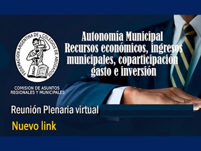 Nuevo link. Autonomía Municipal. Rec. económicos, ingresos municipales, coparticipación: 30/X, 17:00
