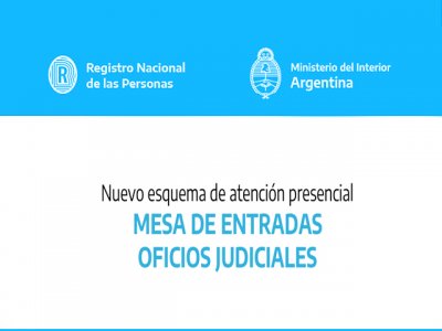 RENAPER. Retoma atención presencial la mesa de entradas de Oficios judiciales