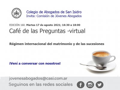 Café de las Preguntas -virtual- CLX: 17 de agosto de 2021, 16:30