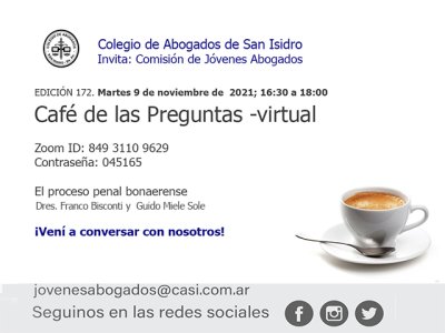 Café de las Preguntas -virtual- CLXXII: 9 de noviembre de 2021, 16:30