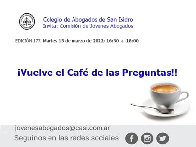 Café de las Preguntas -virtual- CLXXVII: martes 15/3/22, 16:30