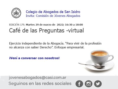 Café de las Preguntas -virtual- CLXXIX: martes 29/3/22, 16:30