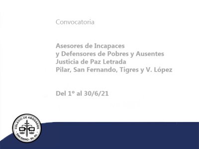 Convocatoria:  Asesores de Incapaces  y Defensores de Pobres y Ausentes