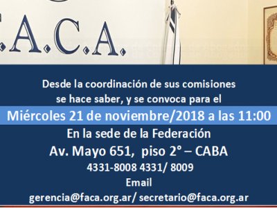 CONVOCATORIA COMISIONES FACA 21 NOV 2018