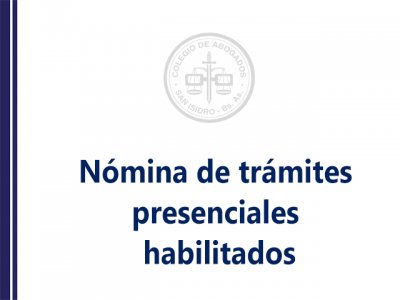 Nómina de trámites presenciales habilitados