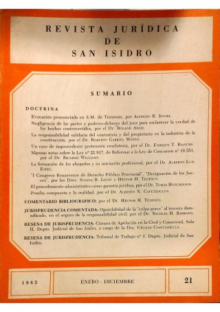 Revista Jurídica de San Isidro - Serie histórica | 1985 Tomo XXI